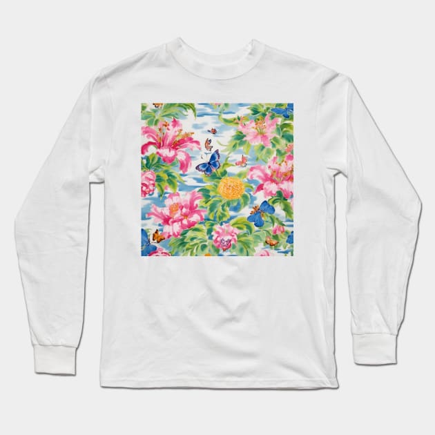 Butterflies and tiger lilies garden Long Sleeve T-Shirt by SophieClimaArt